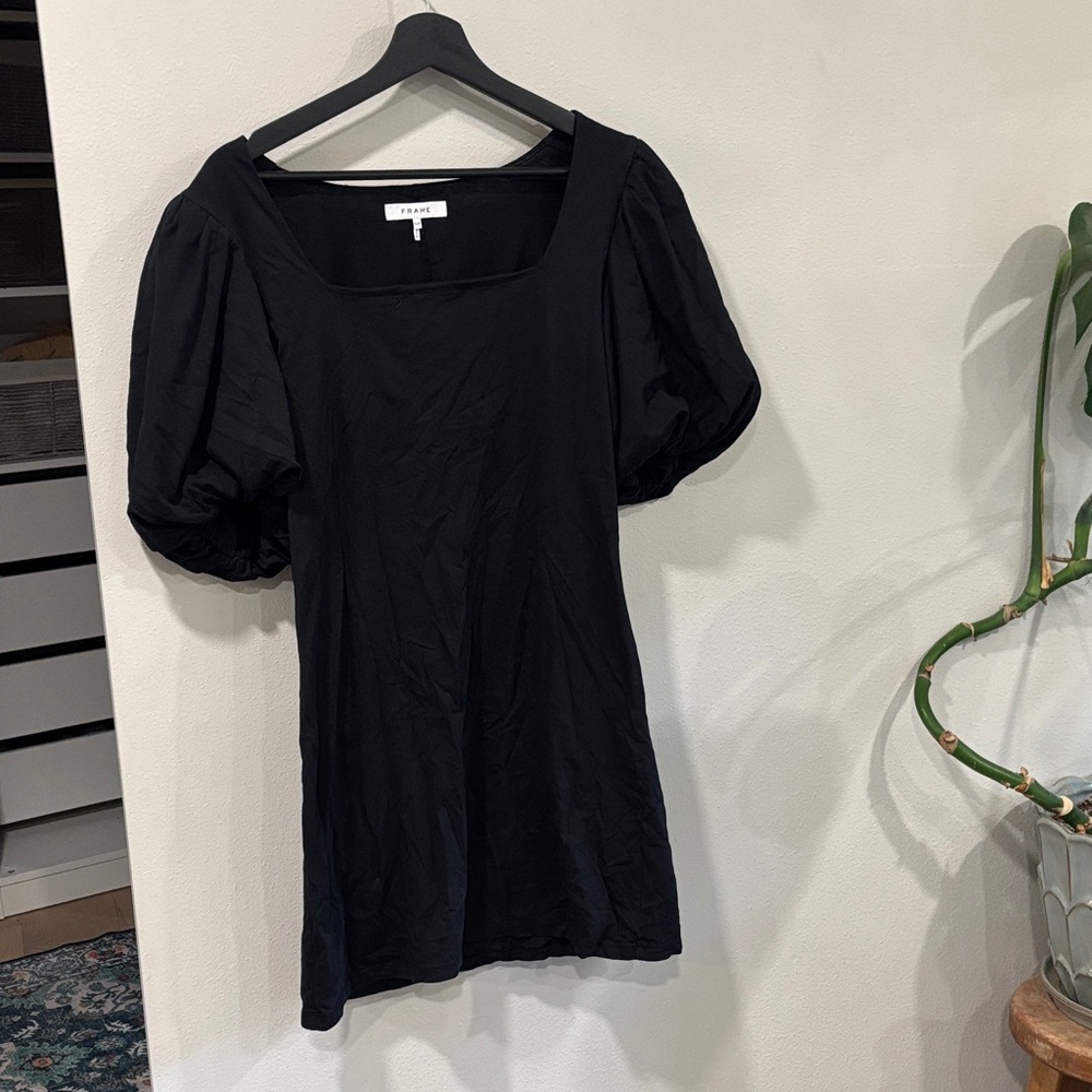 Frame Denim Black Puff Sleeve Blouse